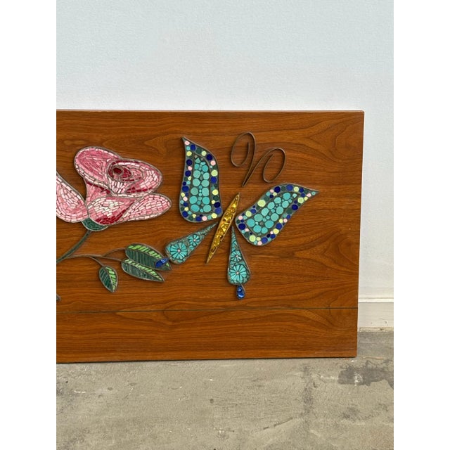 Modern Modernist Tile Art on Walnut For Sale - Image 3 of 6