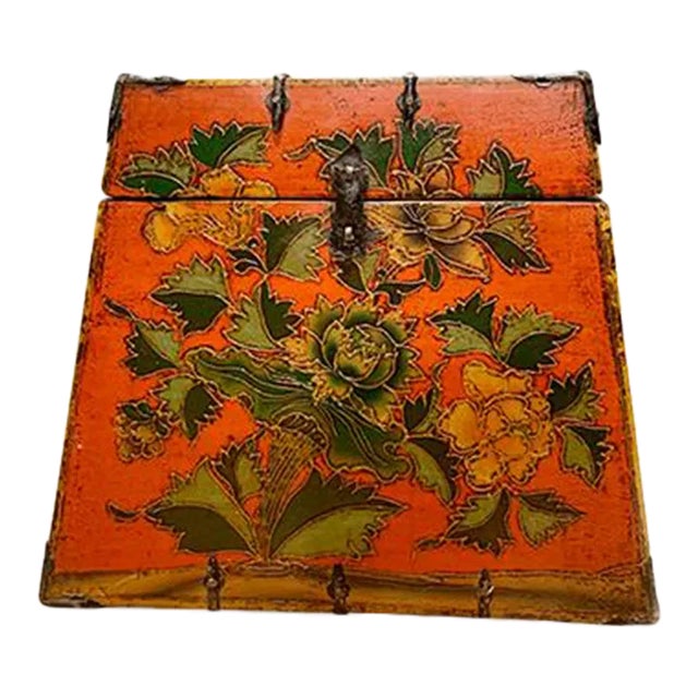 1970s Asian Tibetan Hand Carving Trunk For Sale