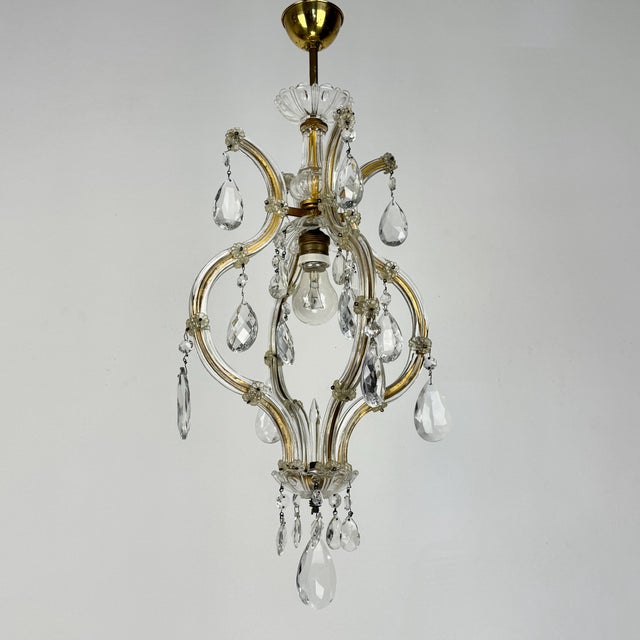 Small Maria Theresa Style Crystal Chandelier from Salviati, Italy, 1930s For Sale - Image 3 of 12