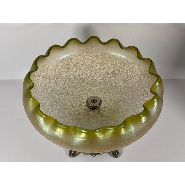 Boho Chic Early 20th Century Loetz Art Glass Silverplate Mounted Compote Centerpiece For Sale - Image 3 of 10