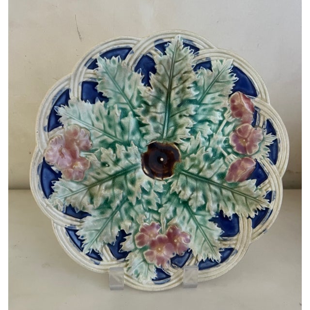 Late 19th Century 19th Century English Majolica Wall Plate For Sale - Image 5 of 7