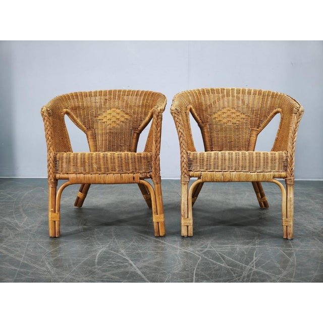 Vintage Italian Rattan and Wicker Lounge Set, 1950s, Set of 5 For Sale - Image 18 of 18