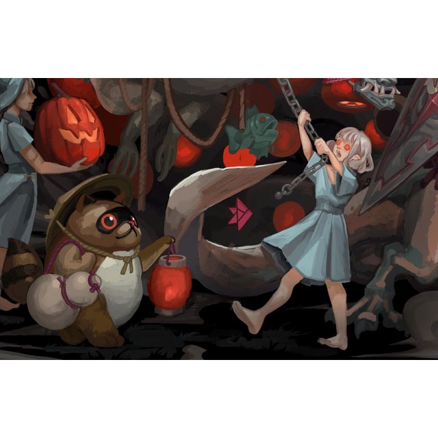 Early 21st Century Cursed March by Dustin Panzino | Procreate on metal chaotic scene with various creatures and figures For Sale - Image 5 of 5