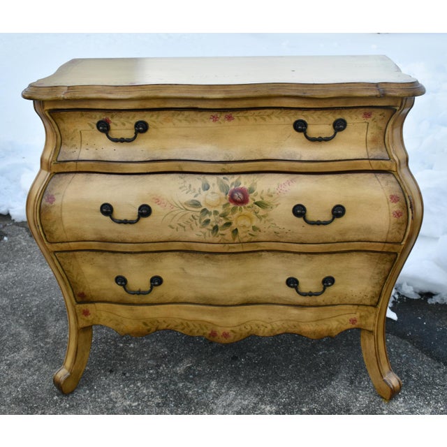Vintage Pulaski Thre Drawer Painted Bombe' Commode For Sale - Image 10 of 13