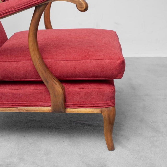 Wood Armchairs in Fabric and Walnut Wood attributed to Paolo Buffa, 1950s, Set of 2 For Sale - Image 7 of 10