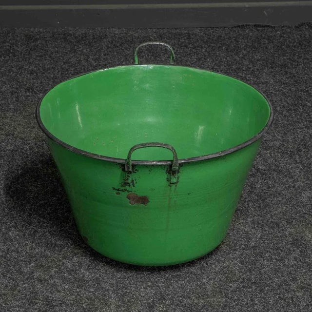 Antique Green Enamelled Bin For Sale - Image 9 of 11