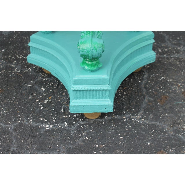 Metal 1920's Art Deco Marble Top Patinated Metal Feather/ Plume Side Tables a - Pair For Sale - Image 7 of 13