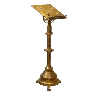 Late Victorian Brass Standing Church Gothic Lectern For Sale