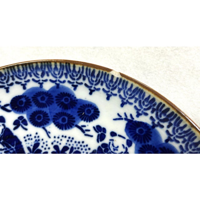 Blue Antique Asian Design Porcelain Blue and White Plates- Set of 8 For Sale - Image 8 of 12