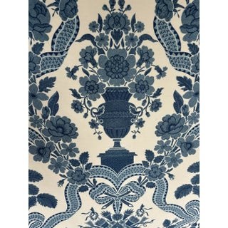 Over 11 Yards of Brunschwig & Fils Hand Print Blue and White Fabric From 1999 For Sale