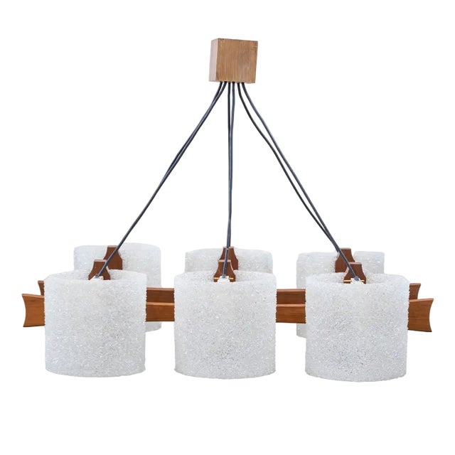 Danish Resin and Teak Wood Ceiling Lamp, 1950s For Sale