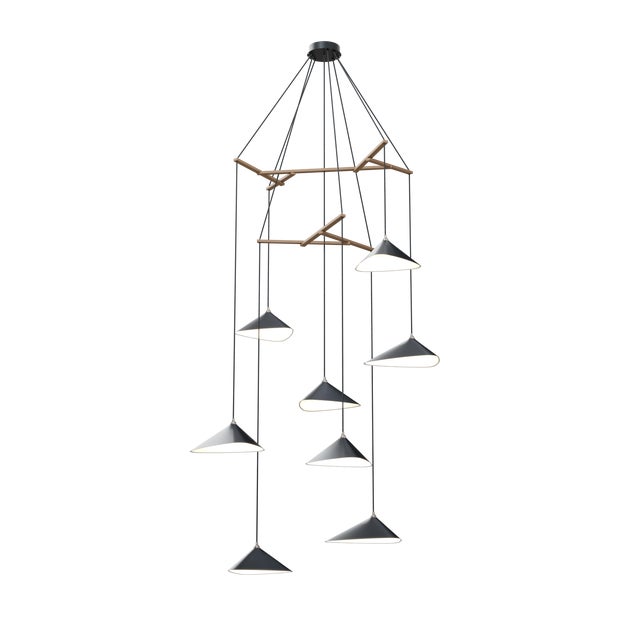 Wood Emily V8 Pendant Light in Anthracite Semi-Matte Paint by Daniel Becker for Moss Objects For Sale - Image 7 of 7