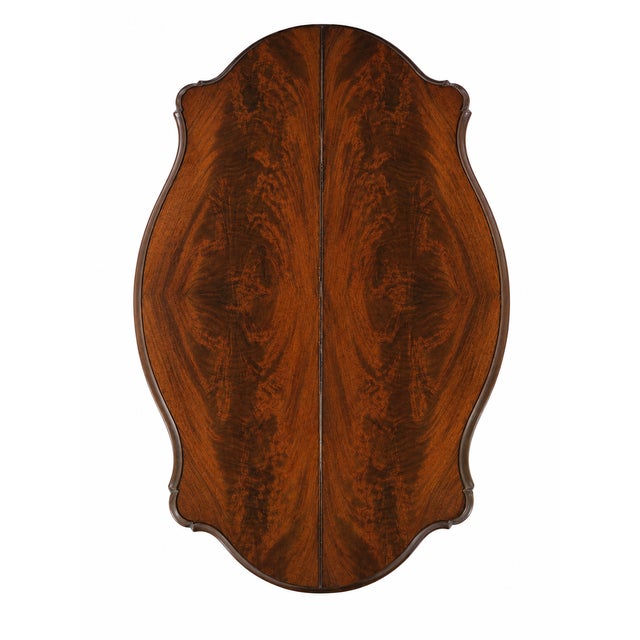Early 20th Century Restored Burled Wood Oval Center Table With Bookmatched Top & Scrolled Pedestal Base For Sale - Image 5 of 8