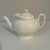 An elegant vintage Wedgwood Wellesley creamware teapot featuring embossed floral garlands, fruit swags, and beaded borders...