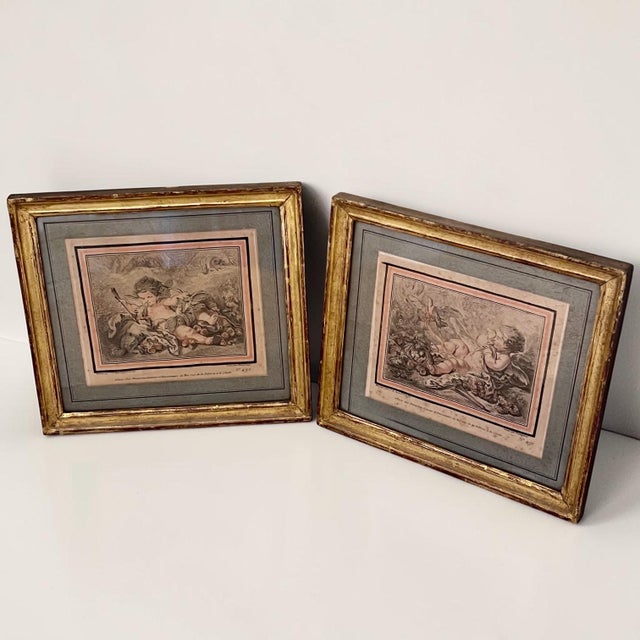 Glass Gilles Demarteau, 18th Century, Engravings, Set of 2 For Sale - Image 7 of 7