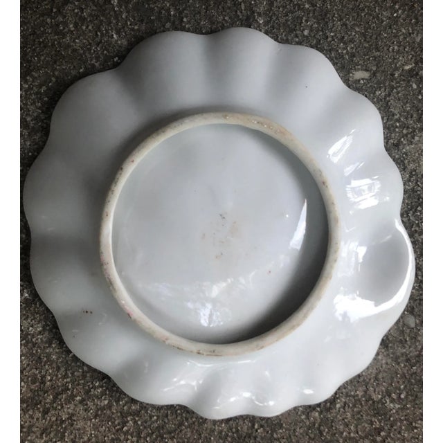 Early 20th Century Hand Painted Gilt Floral Scalloped Shell Porcelain Trinket Dish For Sale - Image 5 of 10