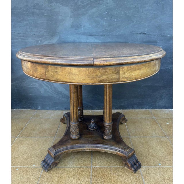 Spanish Neoclassical Revival Round Hardwood Table, 1930 For Sale - Image 3 of 10
