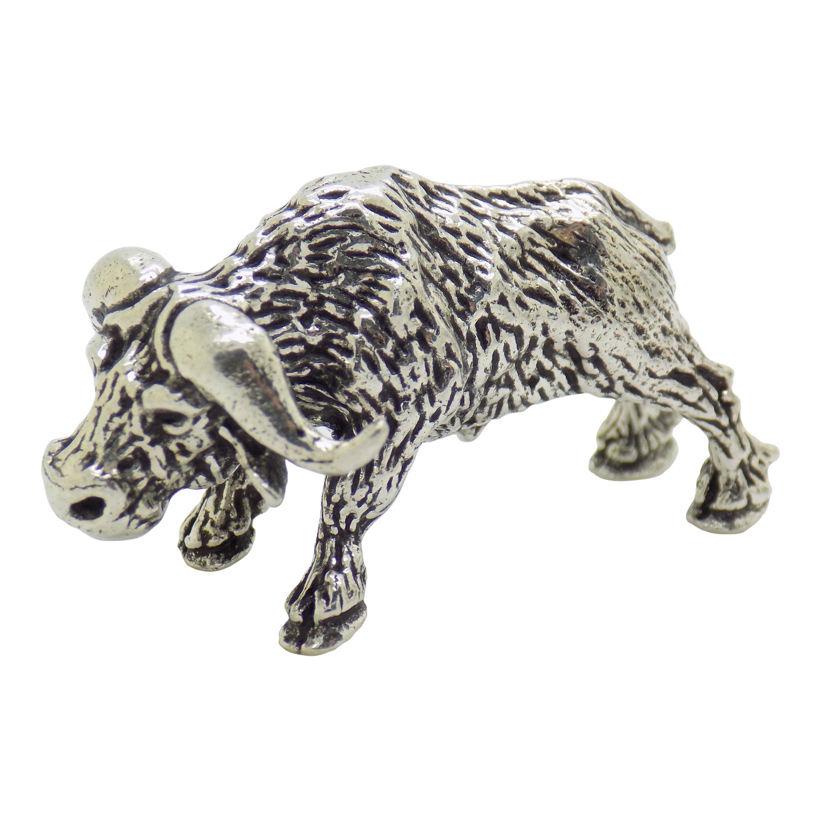 Vintage Italian Handmade Genuine Silver Buffalo Detailed Solid Figurine ...