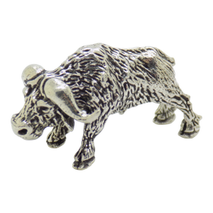Vintage Italian Handmade Genuine Silver Buffalo Detailed Solid Figurine Miniature Statue