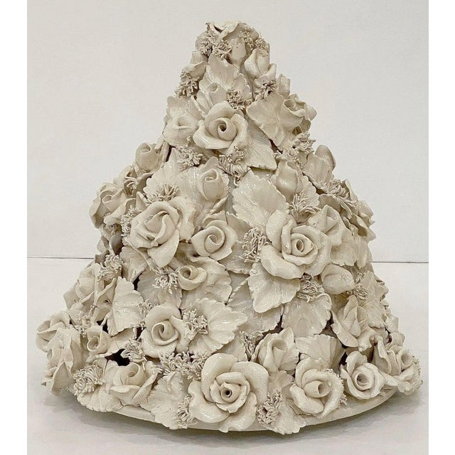 Italian Creamware Pedestal Bowl With Rose Topiary Top For Sale In Austin - Image 6 of 12