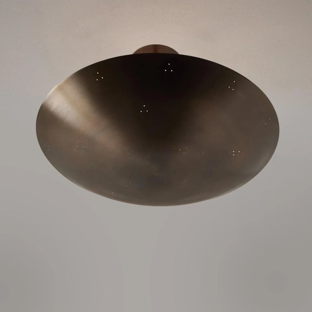 Raul Reyes 'Rey 20' Perforated Patinated Brass Dome Ceiling Lamp For Sale - Image 4 of 12