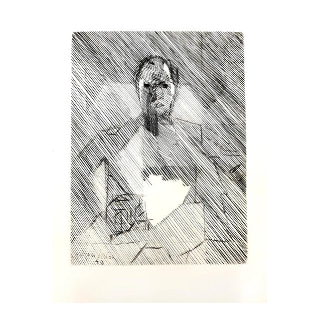 Jacques Villon - Cubist Man - Original Etching 1949 For Sale