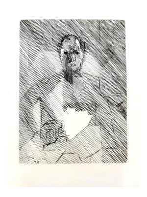 Jacques Villon - Cubist Man - Original Etching 1949
