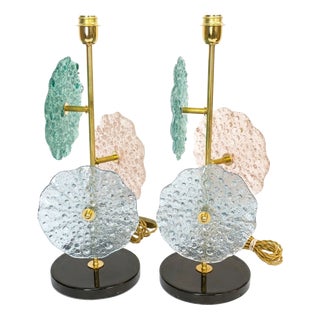 Vintage Murano Glass Table Lamps, 1990s, Set of 2 For Sale