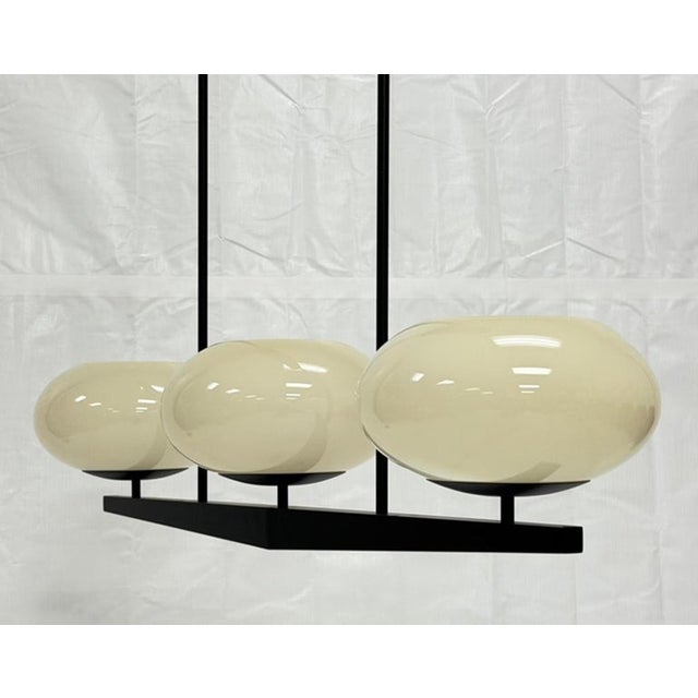 Marian Jamieson "Spyglass" Chandelier Antique Brass Shell White Glass For Sale - Image 11 of 18