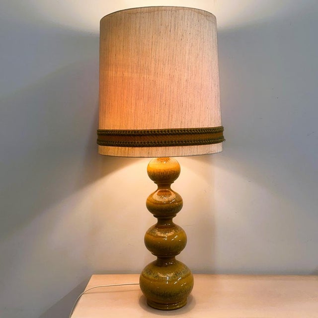 Ceramic Large German Mustard Ceramic Lamp from Kaiser Leuchten, 1970s For Sale - Image 7 of 13