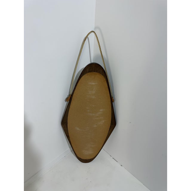 Shield Oval Wall Mirror in Teak, Rope, and Leather, Italy, 1960s For Sale - Image 10 of 11