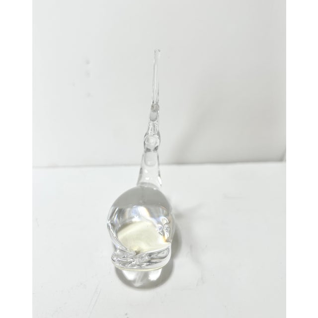Vintage Murano Style Art Glass Snail Figurine – Mid Century Clear Glass Decorative Object For Sale - Image 4 of 5