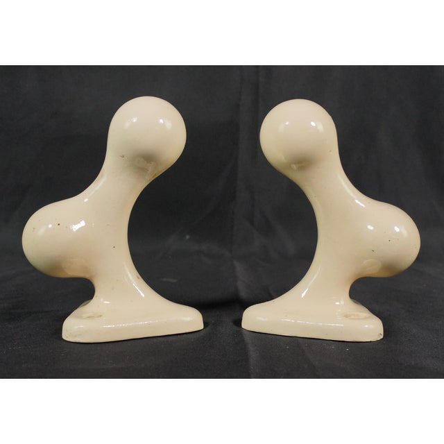 Traditional Pair of Vintage European Ceramic Bathroom Towel Bar Brackets For Sale - Image 3 of 9