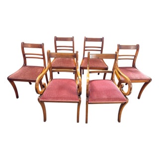 Regency Style Wooden Dining Chairs, Set of 6 For Sale