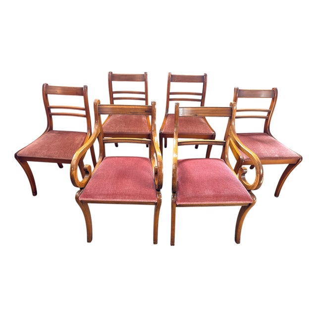 Regency Style Wooden Dining Chairs, Set of 6 For Sale