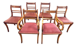 Regency Style Wooden Dining Chairs, Set of 6