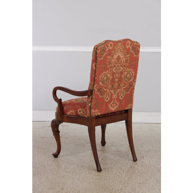 Pair of Henredon Mahogany Tapestry Upholstered Open Armchairs For Sale - Image 10 of 17