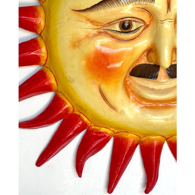 Monumental Signed Sergio Bustamante "Un Hombre con Bigote" Smiling Sun Sculpture For Sale - Image 12 of 18