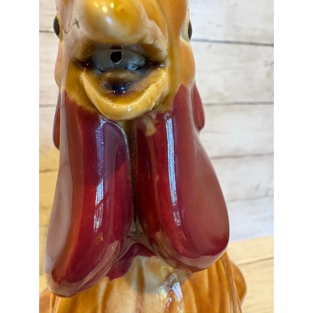 Ceramic Large Vintage Ceramic Rooster Figurine in the Style of Italian Majolica For Sale - Image 7 of 12