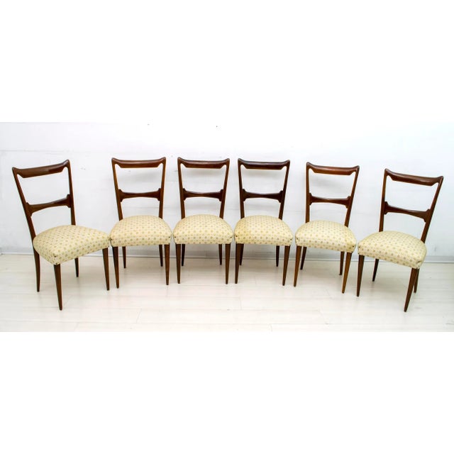 Walnut Dining Chairs by Guglielmo Ulrich, 1950s, Italy, Set of 6 For Sale - Image 6 of 11