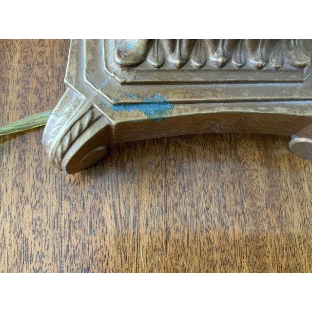 1980’s French Style Gold Tone Wrought Iron Metal Table Lamps - a Pair For Sale - Image 10 of 11