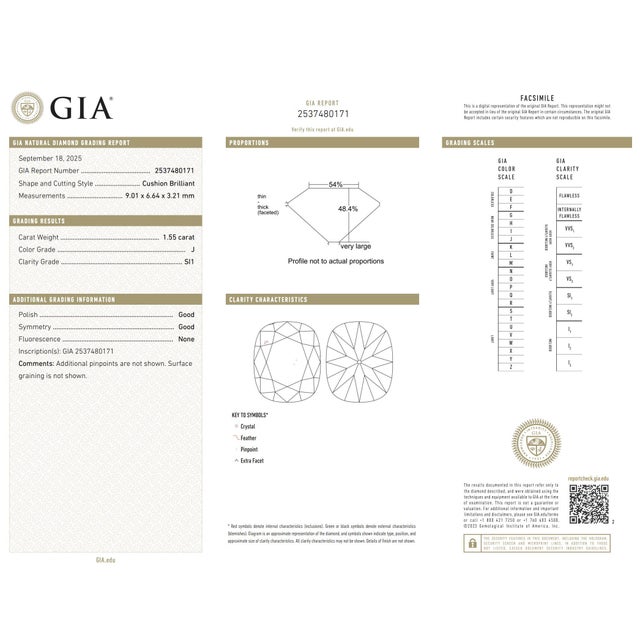 Metal Vintage Gia 1.55 Carat Old Mine Cut Diamond Platinum Engagement Ring, Size 5.5 For Sale - Image 7 of 8