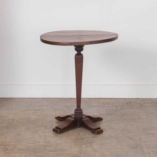 French 1940s French Wood Pedestal Side Table For Sale - Image 3 of 11