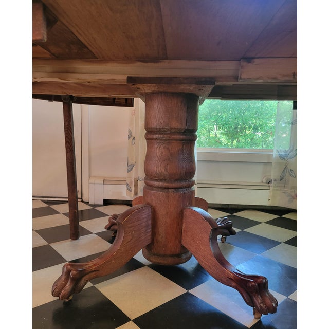 1920s Lion Clawfoot Oak Pedestal Table For Sale - Image 10 of 12