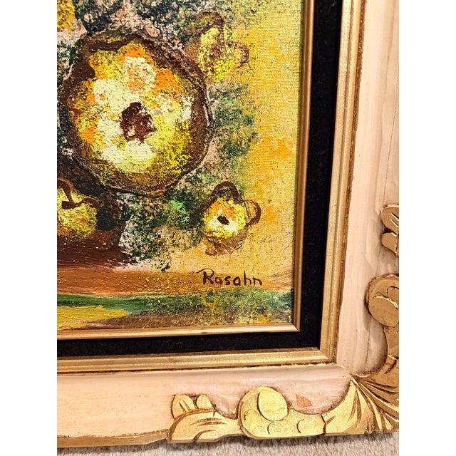 Cream Monumental Mid-Century Impasto Floral Painting in Original Solid Carved Wood Hollywood Regency Frame For Sale - Image 8 of 12