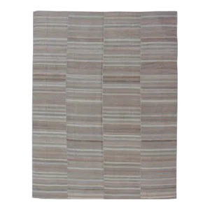 Mid 20th Century Turkish Vintage Hand Woven Paneled Kilim Vintage Rug in Muted Colors