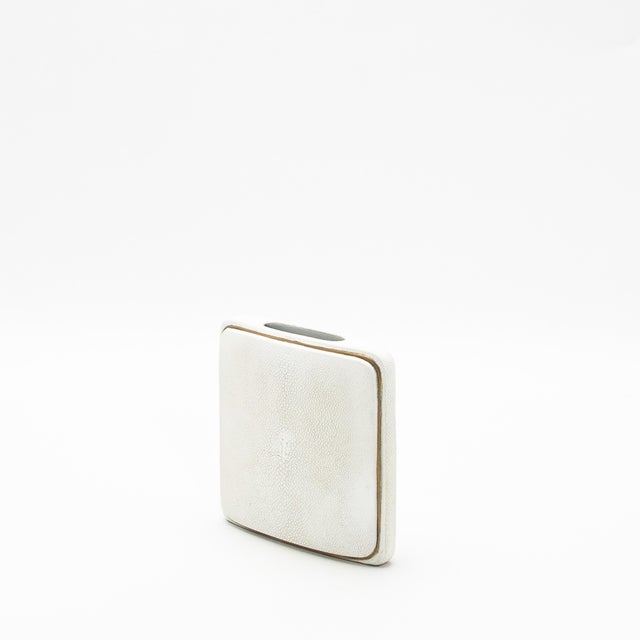 Modern Shagreen Vase With Brass Details by R&y Augousti For Sale - Image 3 of 6