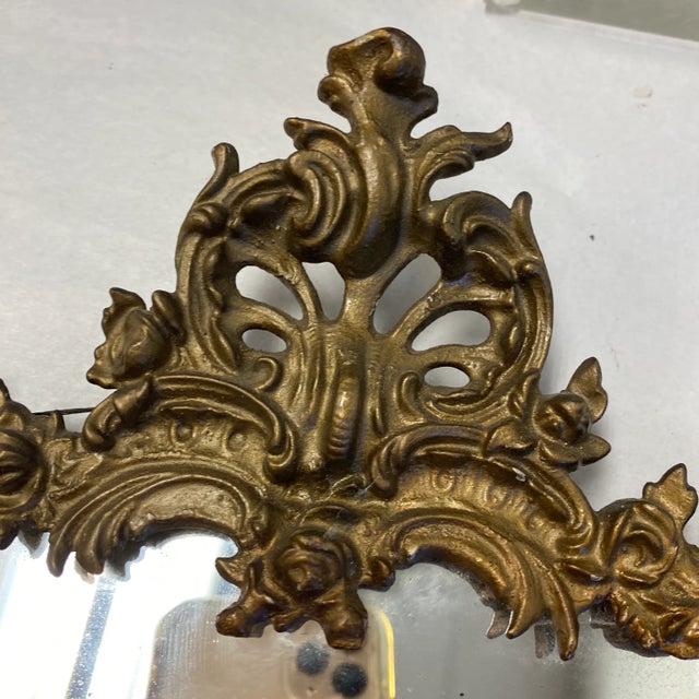 1970s Art Nouveau Metal Vanity Mirror For Sale - Image 4 of 6
