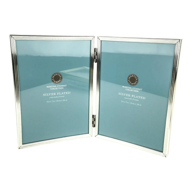 Martha Stewart 5 X 7 Silver Plated Photo Frame Duo For Sale