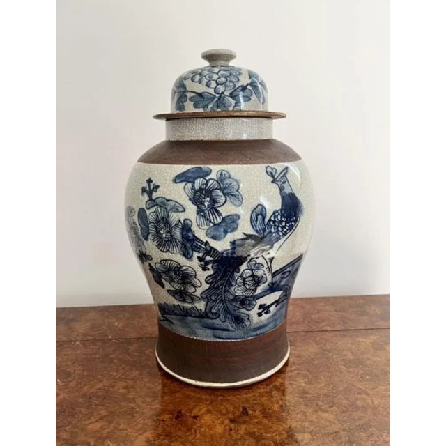 Late 19th Century Antique Chinese Crackle Ware Lidded Vases, 1880, Set of 2 For Sale - Image 5 of 9